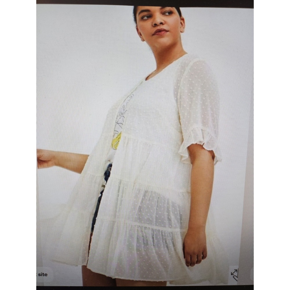 Torrid Ivory Swiss Dot Kimono SS Open Front Sheer Cover-Up Cardigan, Plus 5X